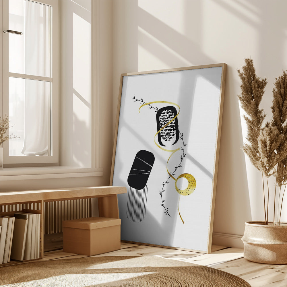 Black & White Abstract No. 1 | gold Poster